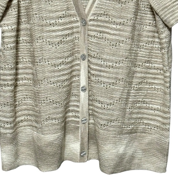 Torrid Pointelle Cardigan V-Neck Short Sleeve Oatmeal Button Sweater Cardigan 3X - Picture 8 of 15